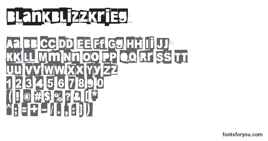 Czcionka Blankblizzkrieg – alfabet, cyfry, specjalne znaki