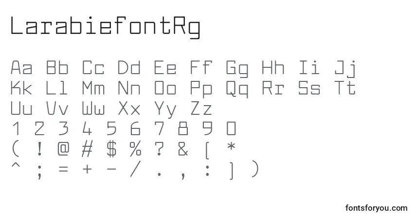 Fuente LarabiefontRg - alfabeto, números, caracteres especiales