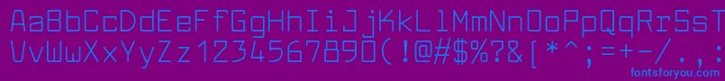 フォントLarabiefontRg – 紫色の背景に青い文字