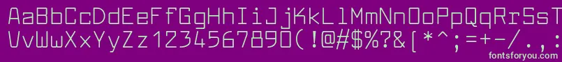 フォントLarabiefontRg – 紫の背景に緑のフォント