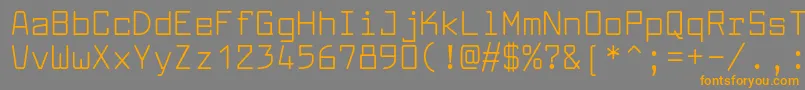 フォントLarabiefontRg – オレンジの文字は灰色の背景にあります。