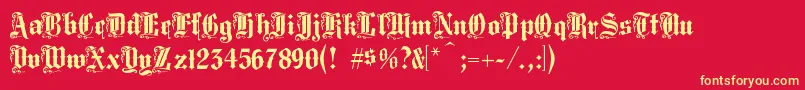 フォントMiddst – 黄色の文字、赤い背景
