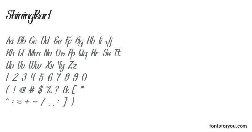 Czcionka ShiningPearl – alfabet, cyfry, specjalne znaki