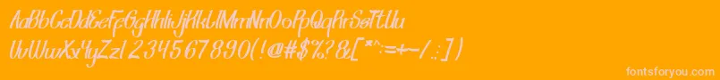 ShiningPearl-Schriftart – Rosa Schriften auf orangefarbenem Hintergrund