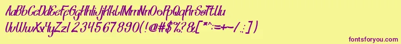 ShiningPearl Font – Purple Fonts on Yellow Background