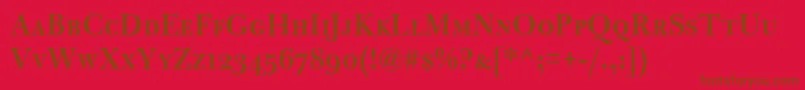 Weitere Informationen zur BulmerMtSemiboldSc-Schriftart BulmerMtSemiboldSc-Schriftart – Braune Schriften auf rotem Hintergrund