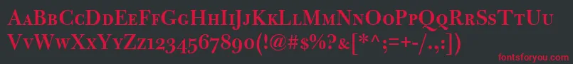 フォントBulmerMtSemiboldSc – 黒い背景に赤い文字