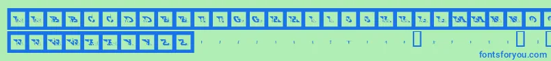 フォントBigftcp – 青い文字は緑の背景です。