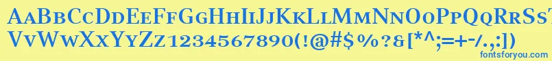 フォントCompatilTextLtComBoldSmallCaps – 青い文字が黄色の背景にあります。