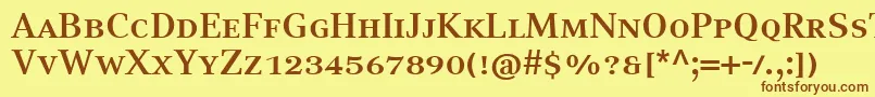 フォントCompatilTextLtComBoldSmallCaps – 茶色の文字が黄色の背景にあります。