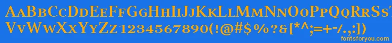 Fonte CompatilTextLtComBoldSmallCaps – fontes laranjas em um fundo azul