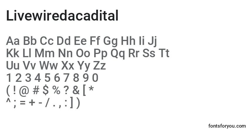 A fonte Livewiredacadital – alfabeto, números, caracteres especiais