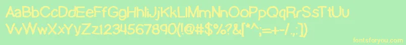 フォントLamebrainBrk – 黄色の文字が緑の背景にあります