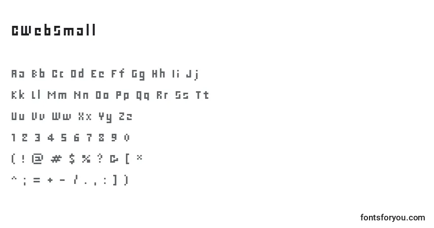 Czcionka CWebSmall – alfabet, cyfry, specjalne znaki