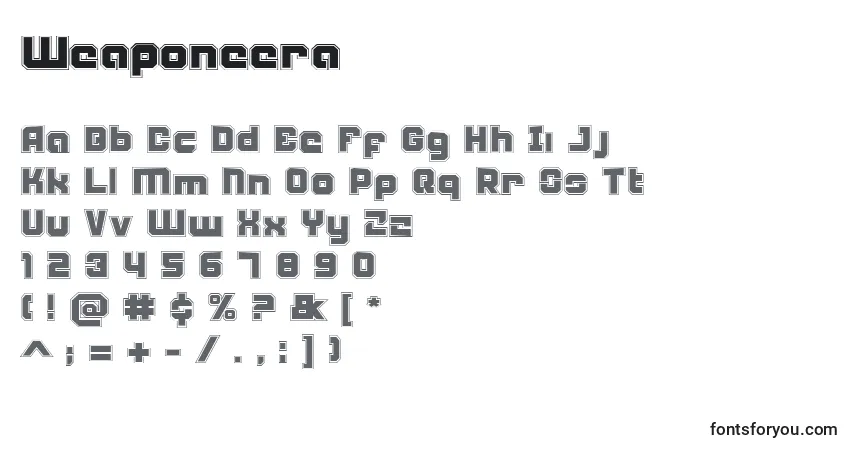 Czcionka Weaponeera – alfabet, cyfry, specjalne znaki