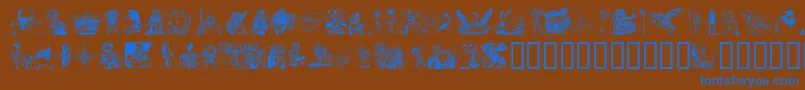 フォントFantasyClipart – 茶色の背景に青い文字