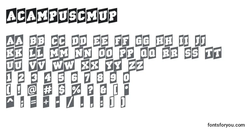 A fonte ACampuscmup – alfabeto, números, caracteres especiais