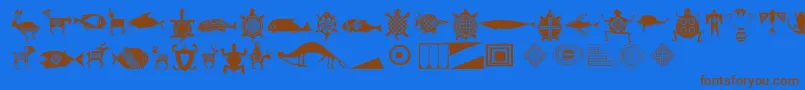 フォントThreerivers – 茶色の文字が青い背景にあります。