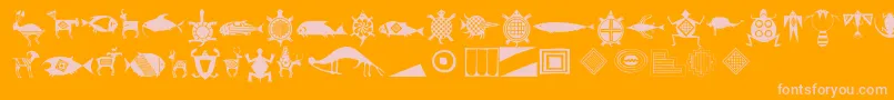 Threerivers-Schriftart – Rosa Schriften auf orangefarbenem Hintergrund