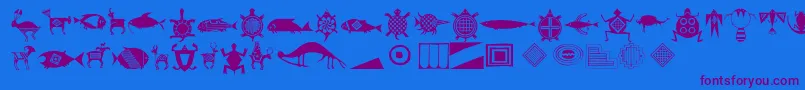 Threerivers-Schriftart – Violette Schriften auf blauem Hintergrund