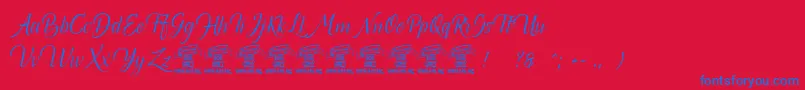 Canelabarkpersonal Font – Blue Fonts on Red Background