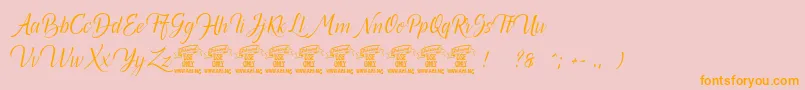 Canelabarkpersonal-Schriftart – Orangefarbene Schriften auf rosa Hintergrund