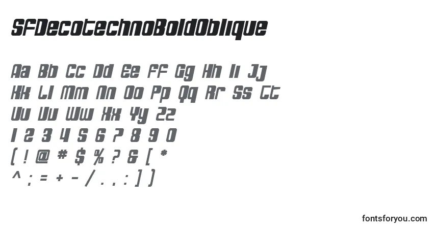 SfDecotechnoBoldOblique font – alphabet, numbers, special characters