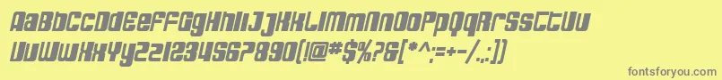 SfDecotechnoBoldOblique-fontti – harmaat kirjasimet keltaisella taustalla