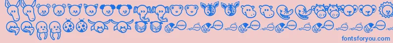 Garanimals-Schriftart – Blaue Schriften auf rosa Hintergrund