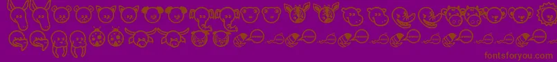 Czcionka Garanimals – brązowe czcionki na fioletowym tle