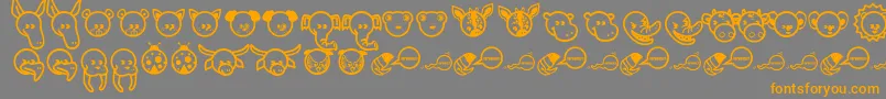 フォントGaranimals – オレンジの文字は灰色の背景にあります。