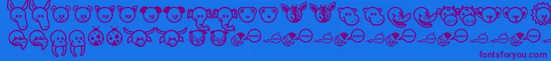 Czcionka Garanimals – fioletowe czcionki na niebieskim tle
