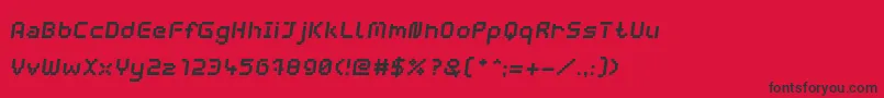 Czcionka WebpixelBitmapBoldItalic – czarne czcionki na czerwonym tle