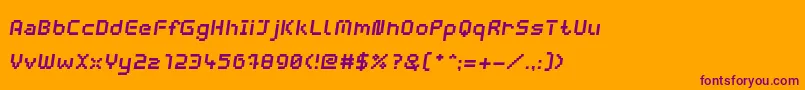 フォントWebpixelBitmapBoldItalic – オレンジの背景に紫のフォント