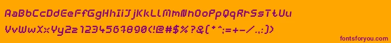 Fonte WebpixelBitmapBoldItalic – fontes roxas em um fundo laranja