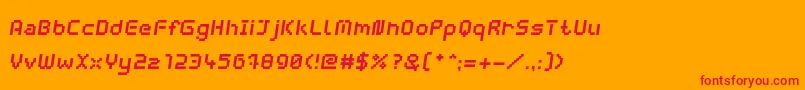 Fonte WebpixelBitmapBoldItalic – fontes vermelhas em um fundo laranja