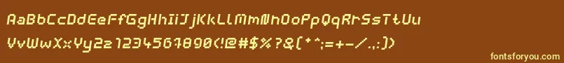 Fonte WebpixelBitmapBoldItalic – fontes amarelas em um fundo marrom