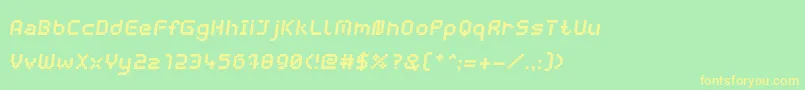 フォントWebpixelBitmapBoldItalic – 黄色の文字が緑の背景にあります