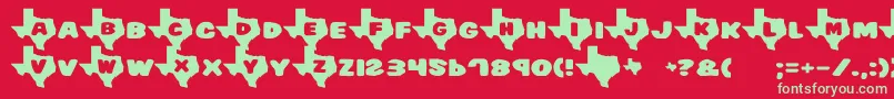 フォントTexas2 – 赤い背景に緑の文字