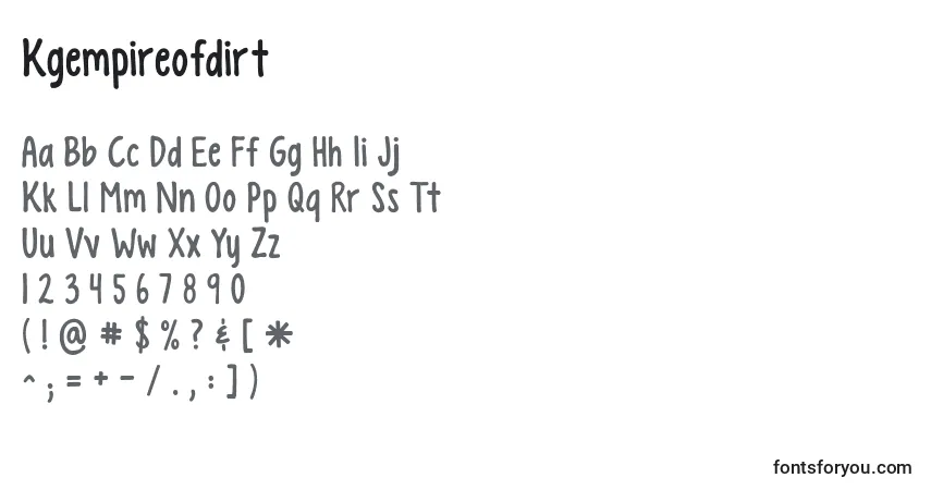 Kgempireofdirt-fontti – aakkoset, numerot, erikoismerkit