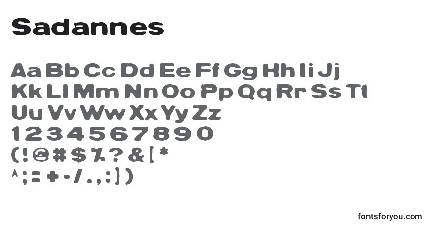 A fonte Sadannes – alfabeto, números, caracteres especiais