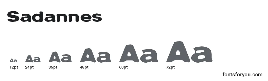 Размеры шрифта Sadannes