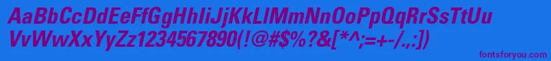 PartnercondensedBolditalic Font – Purple Fonts on Blue Background