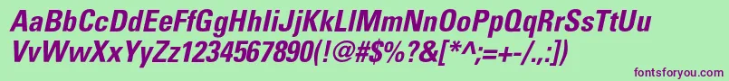 PartnercondensedBolditalic Font – Purple Fonts on Green Background