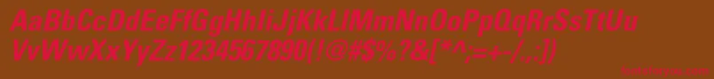 PartnercondensedBolditalic Font – Red Fonts on Brown Background