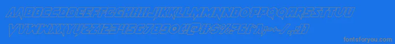 Pistoleeroutital2-fontti – harmaat kirjasimet sinisellä taustalla