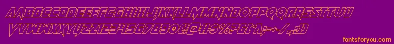 Pistoleeroutital2-Schriftart – Orangefarbene Schriften auf violettem Hintergrund