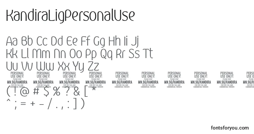 Шрифт KandiraLigPersonalUse – алфавит, цифры, специальные символы