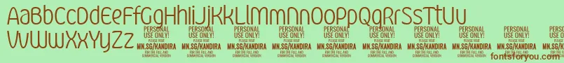 KandiraLigPersonalUse Font – Brown Fonts on Green Background