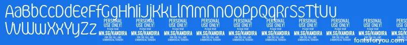 フォントKandiraLigPersonalUse – 青い背景に白い文字